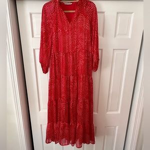 Joy Joy red tiered maxi dress sz l